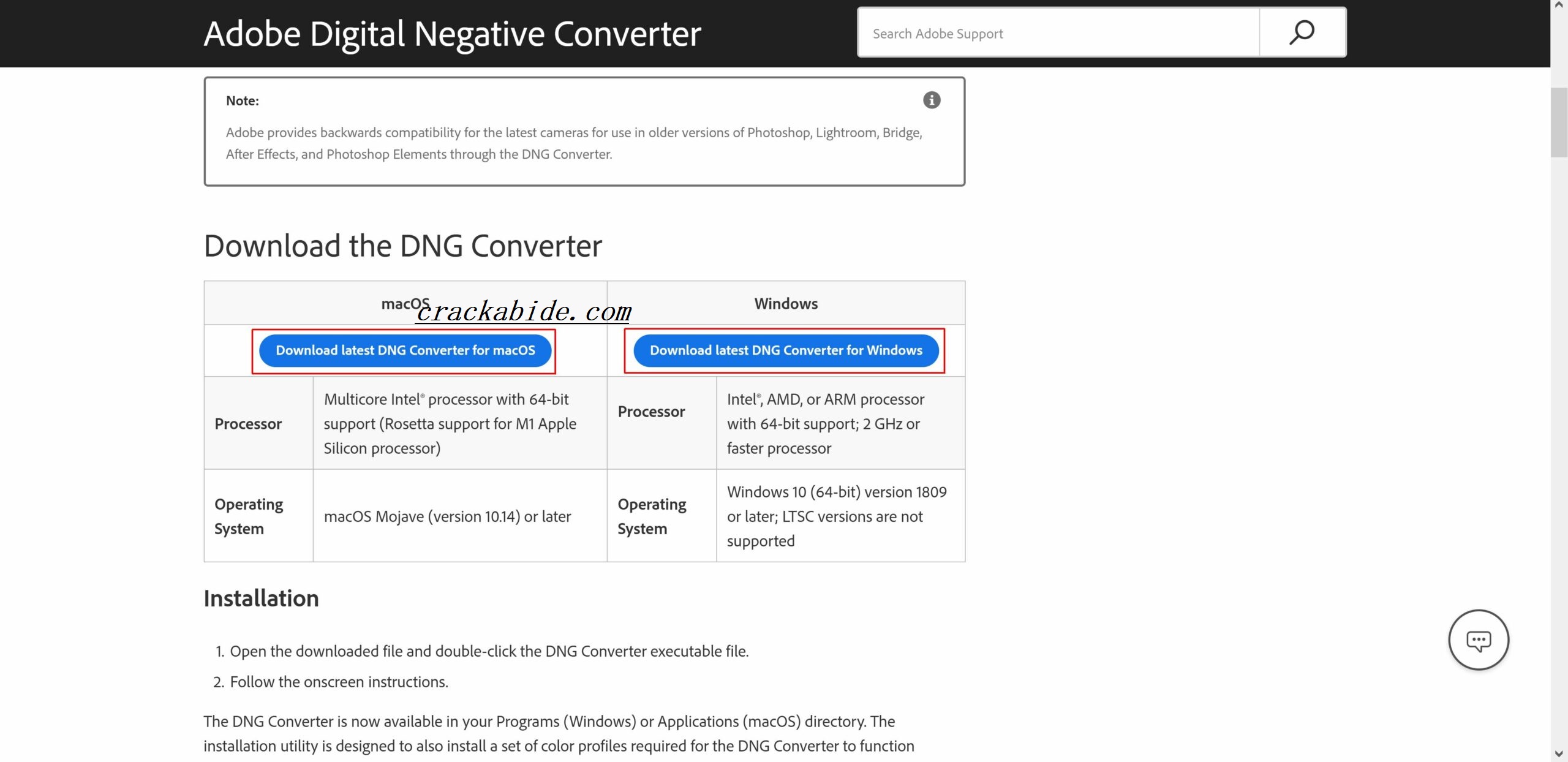 Adobe DNG Converter Latest Download